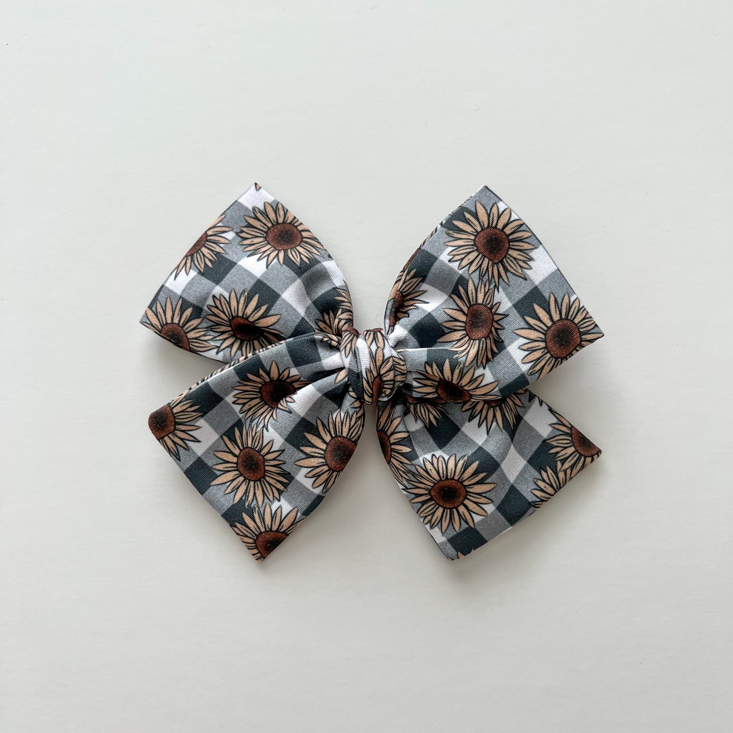 Gingham Sunflower Hand-tied Bow