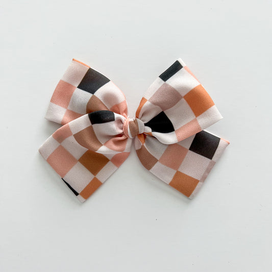 Halloween Check Hand-tied Bow