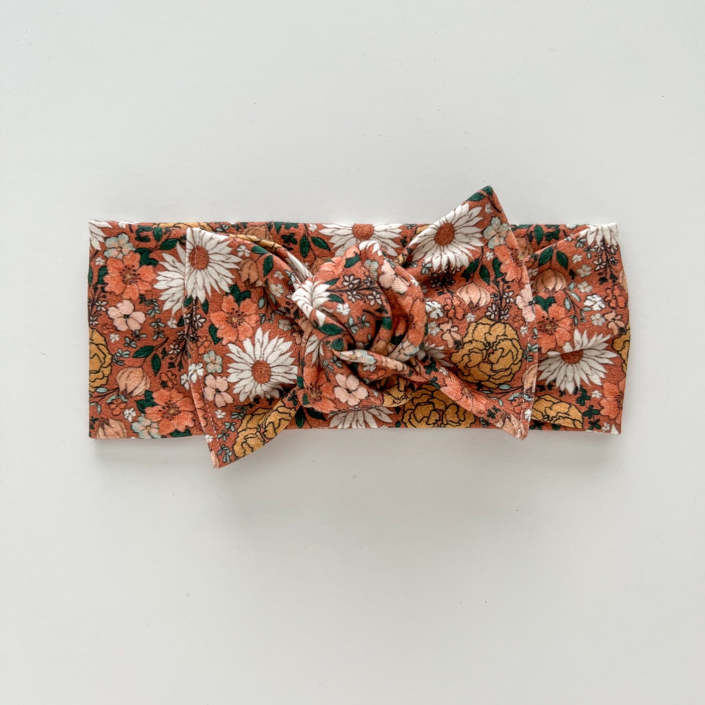 Garden Floral on Rust Knotted Headwrap