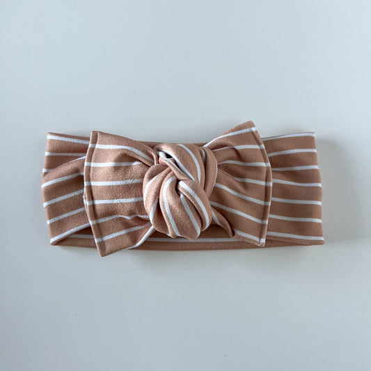 Tan Stripes Knotted Headwrap