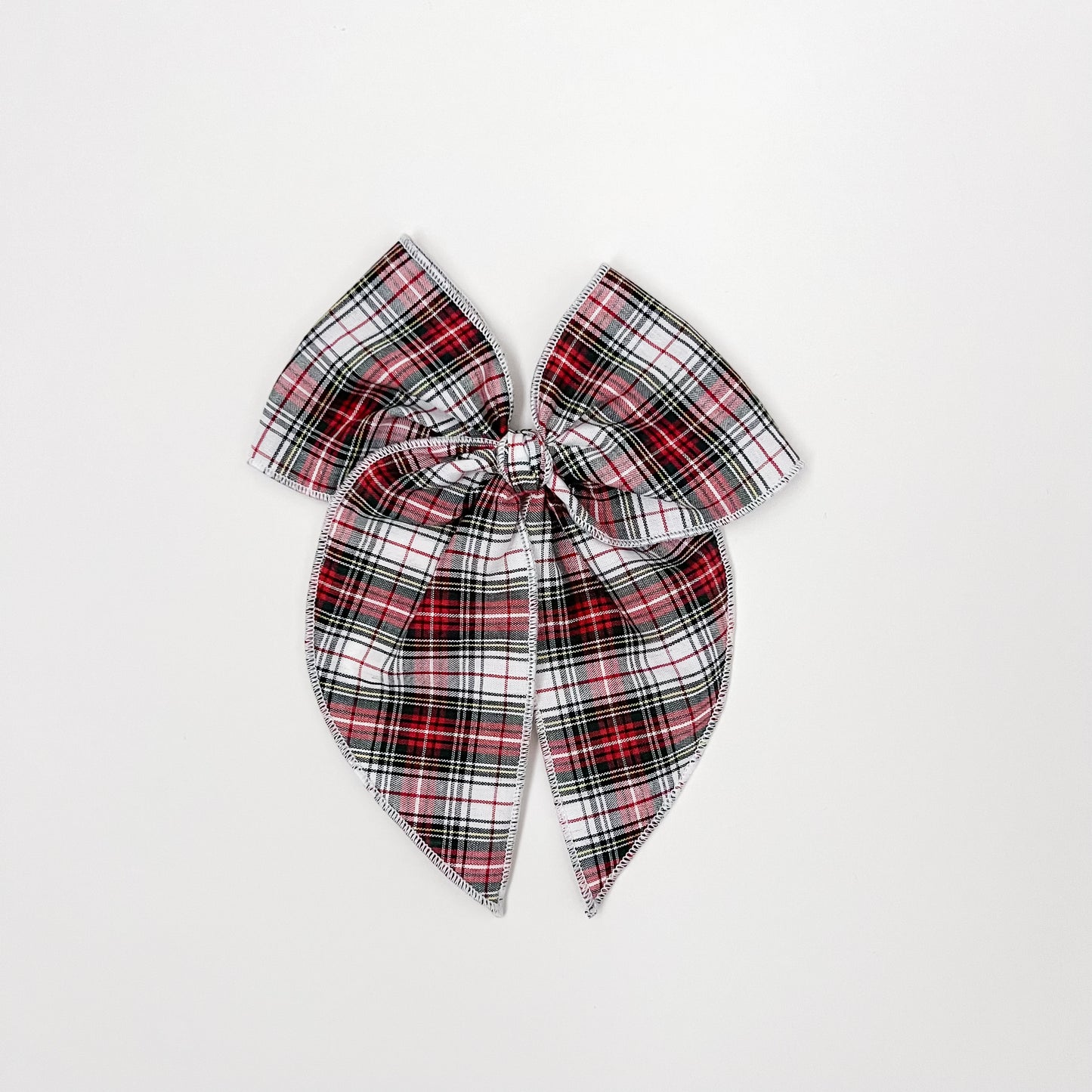 White Plaid Fable Bow