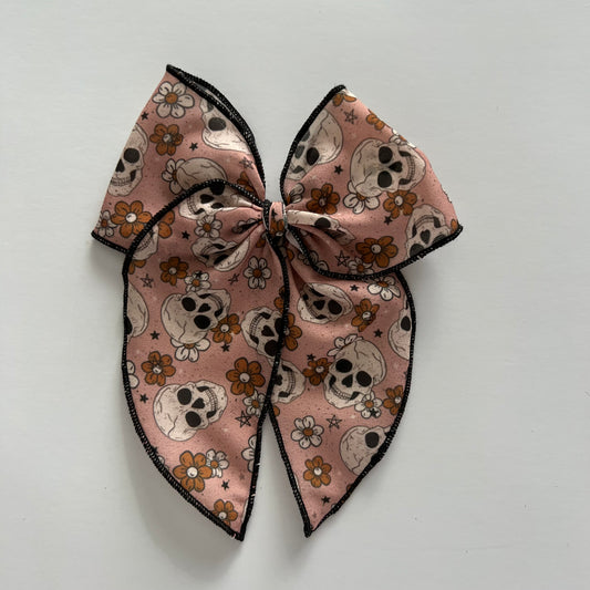 Floral Skulls Fable Bow