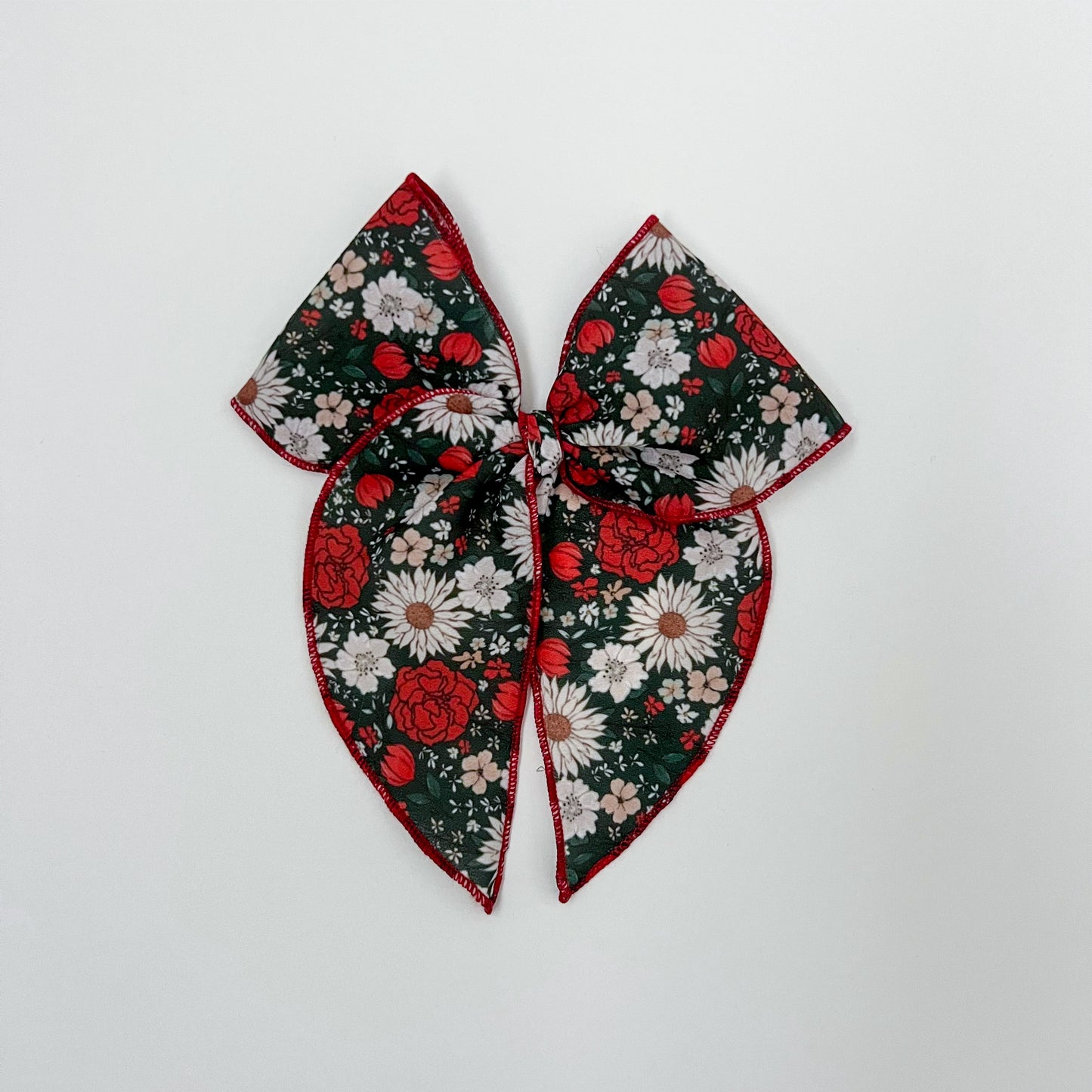 Green Christmas Floral Fable Bow