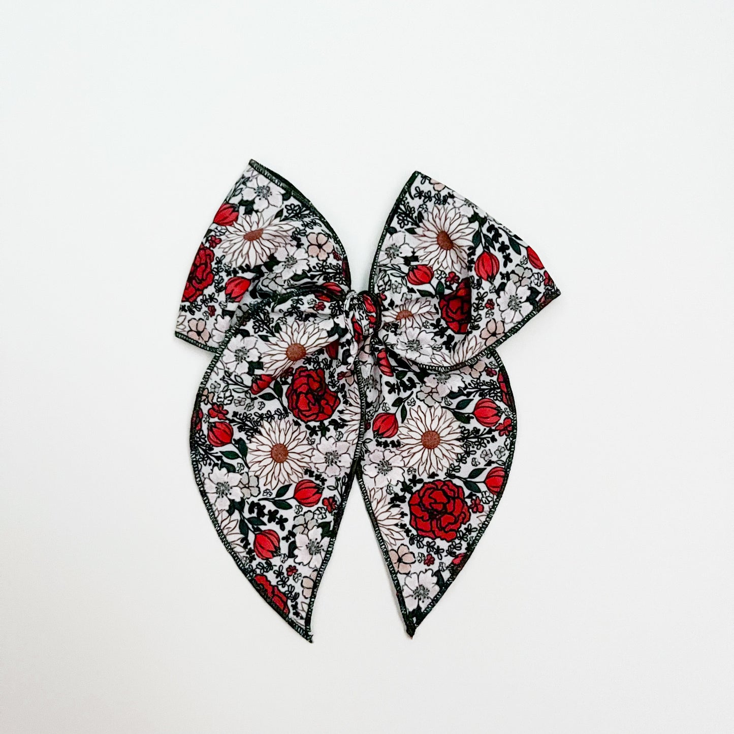 White Christmas Floral Fable Bow