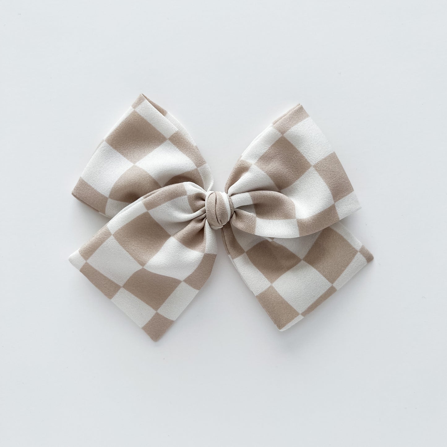 Neutral Check Hand-tied Bow