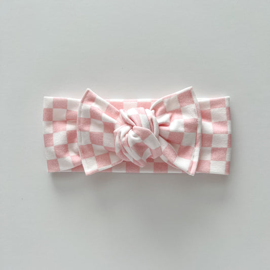 Blush Chex Knotted Headwrap