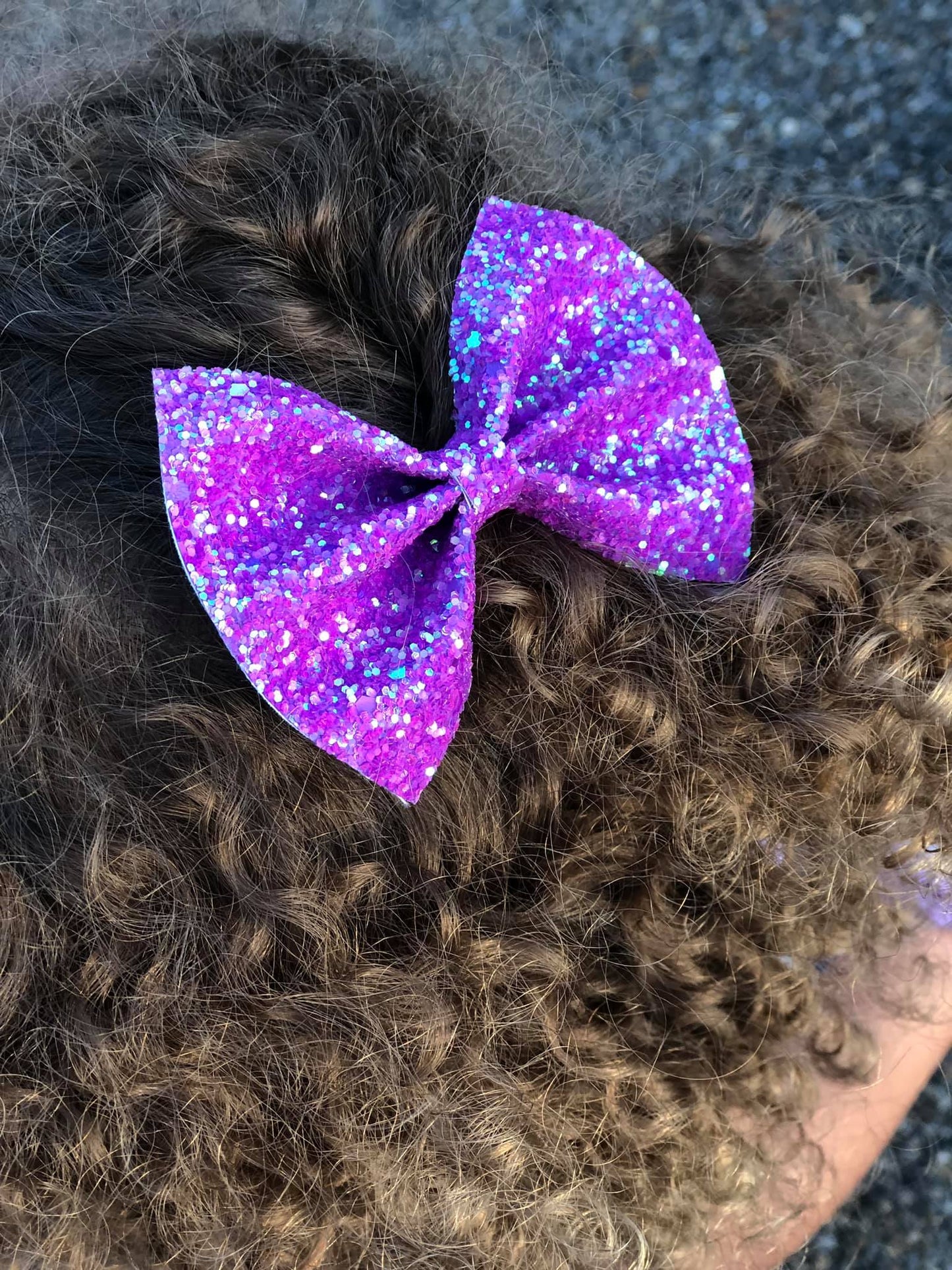 Neon Purple Glitter Bow
