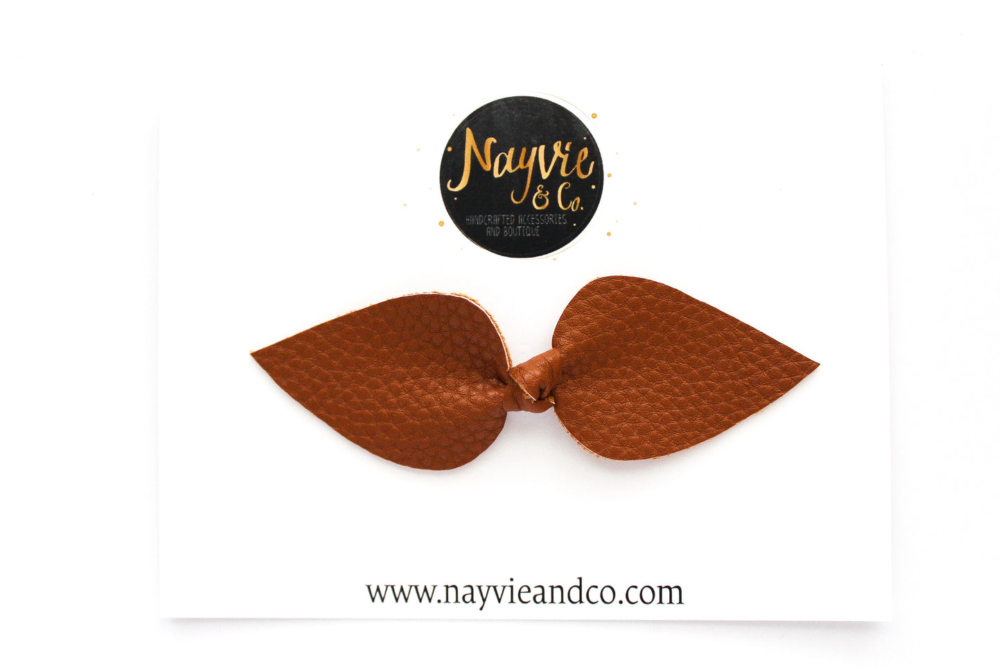 Camel Knotted Faux Leather Bow