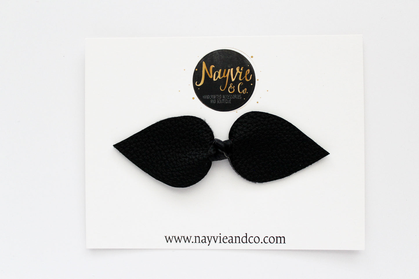 Black Knotted Faux Leather Bow