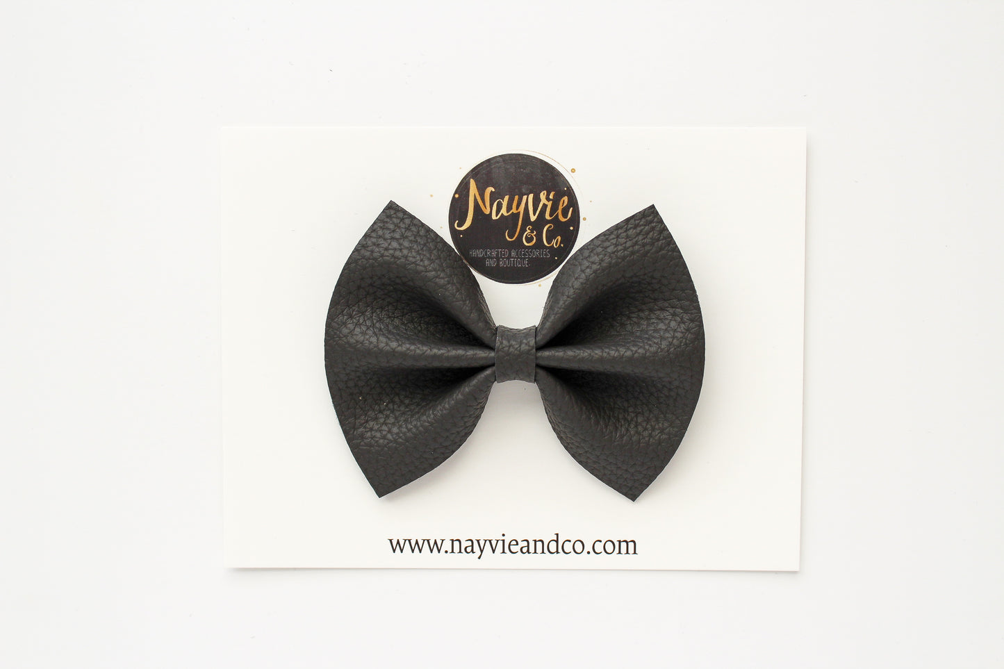 Charcoal Faux Leather Bow