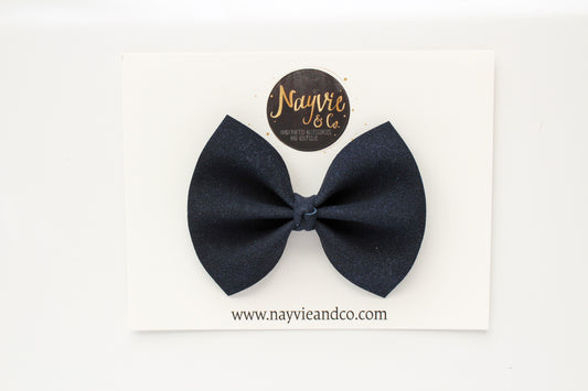Navy Faux Suede Bow