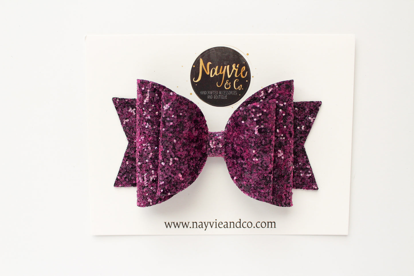 Mulberry Glitter Dolly Bow