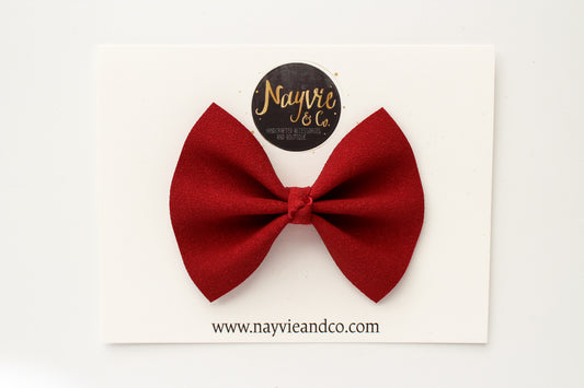 Red Faux Suede Bow