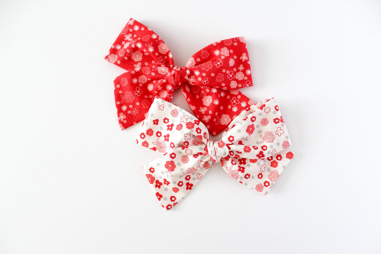 Ditsy Floral on Red Hand-tied Bow