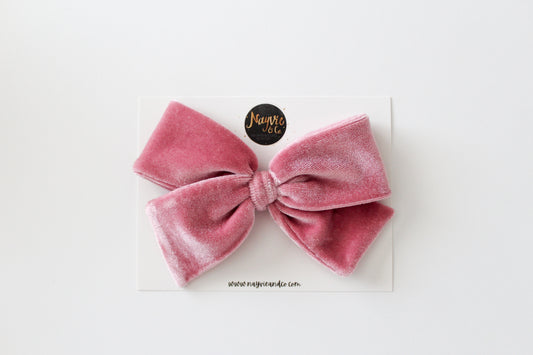 Dusty Pink Velvet Hand-tied Bow