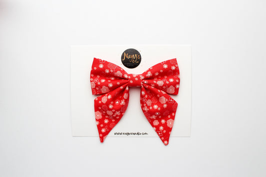 Ditsy Floral on Red Sailor Bow