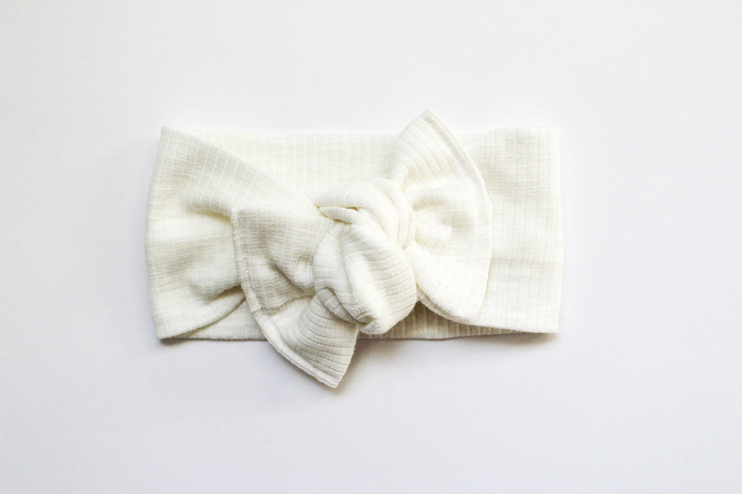 White Mini Ribbed Tie-On Headwrap
