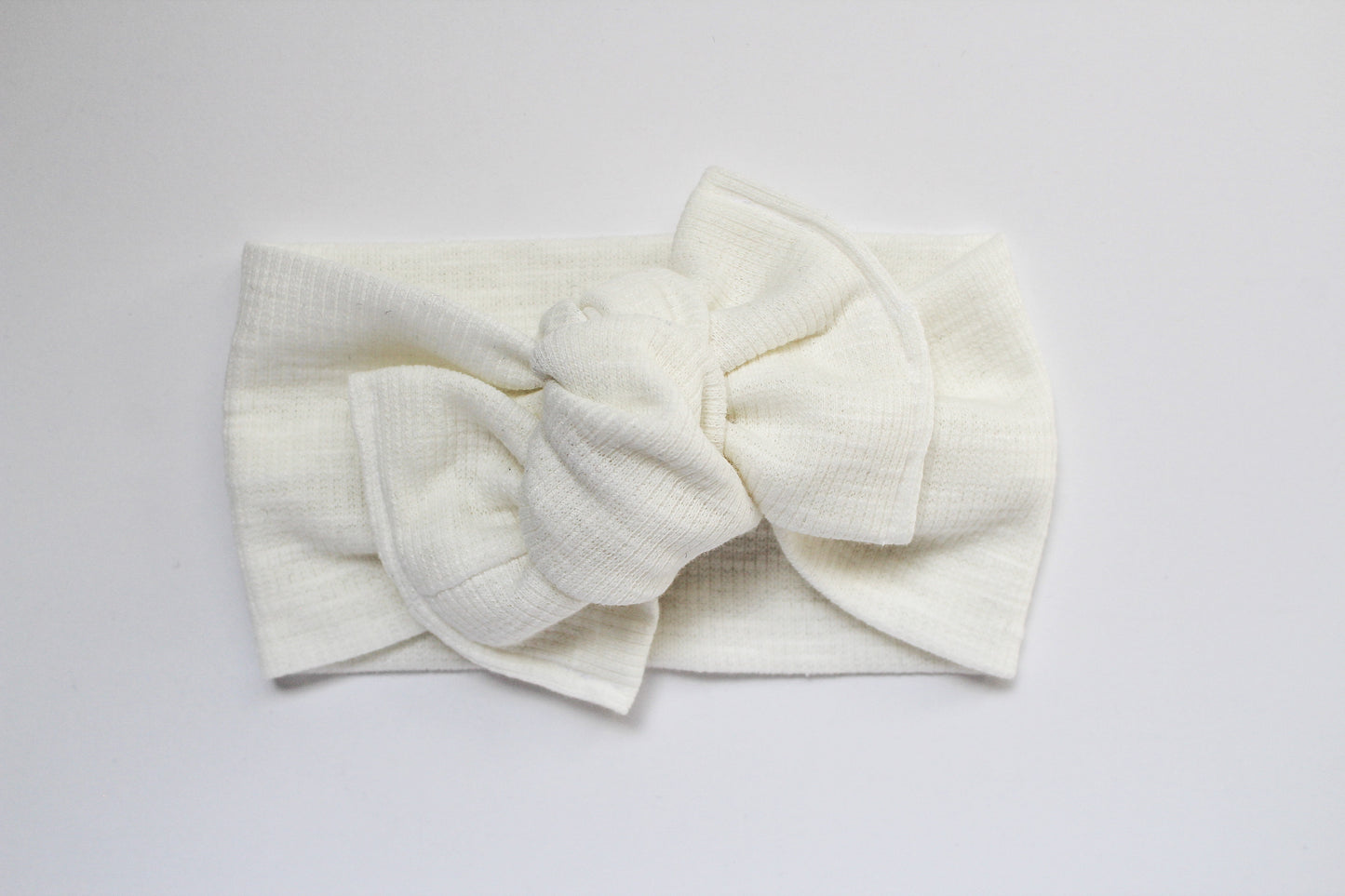 White Micro-Ribbed Tie-On Headwrap