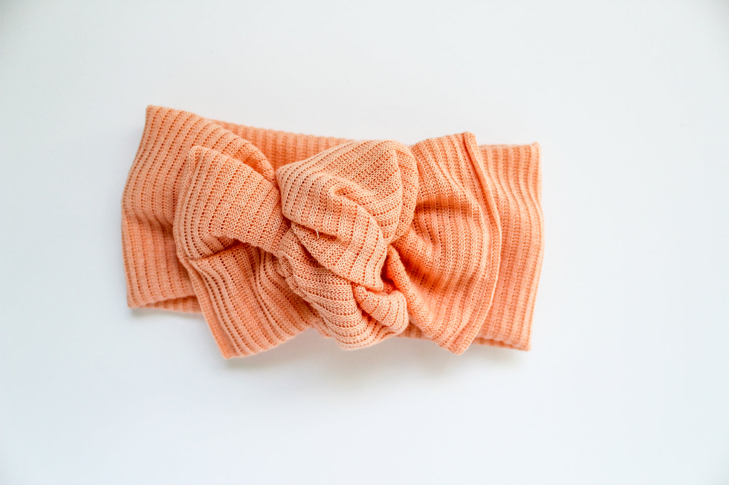 Peach Mini Ribbed Tie-On Headwrap
