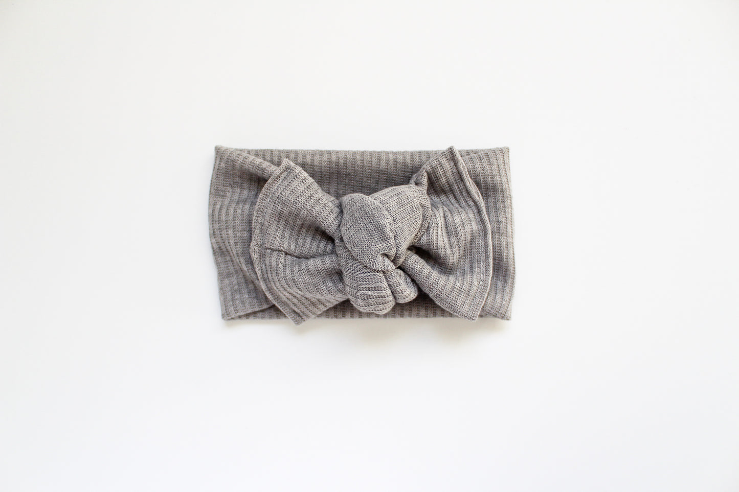 Gray Mini Ribbed Tie-On Headwrap