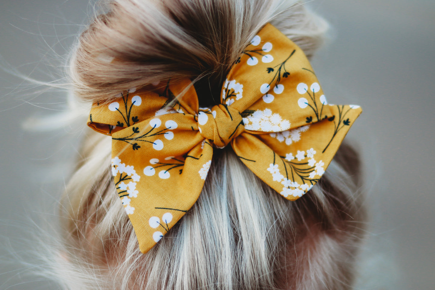 Mustard Floral Hand-tied Bow