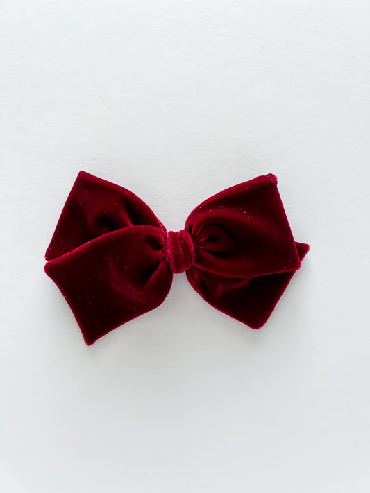 Cranberry Velvet Hand-tied Bow