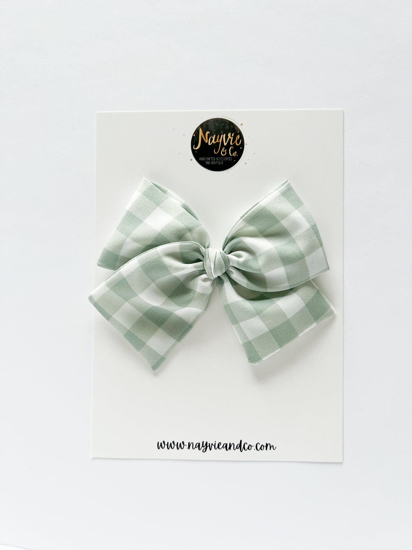 Sage Gingham Hand-tied Bow