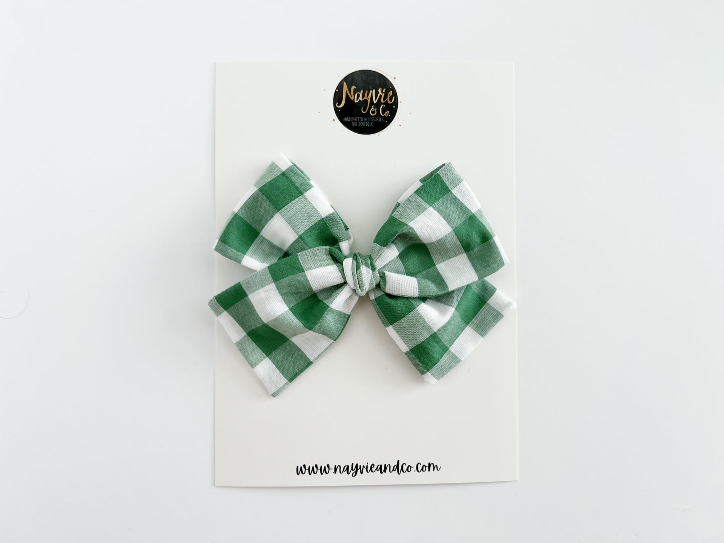 Green Gingham Hand-tied Bow