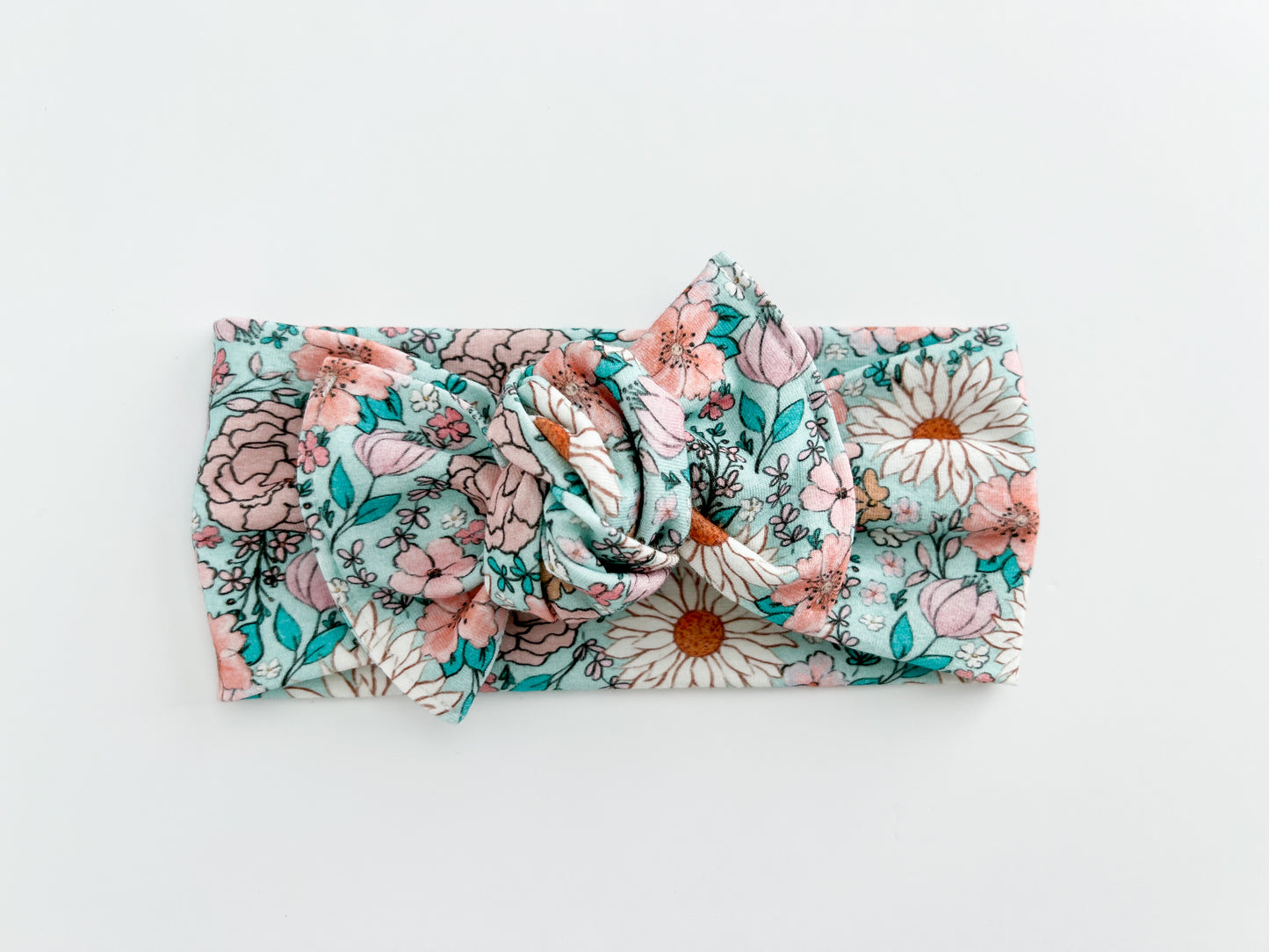 Blue Spring Floral Knotted Headwrap