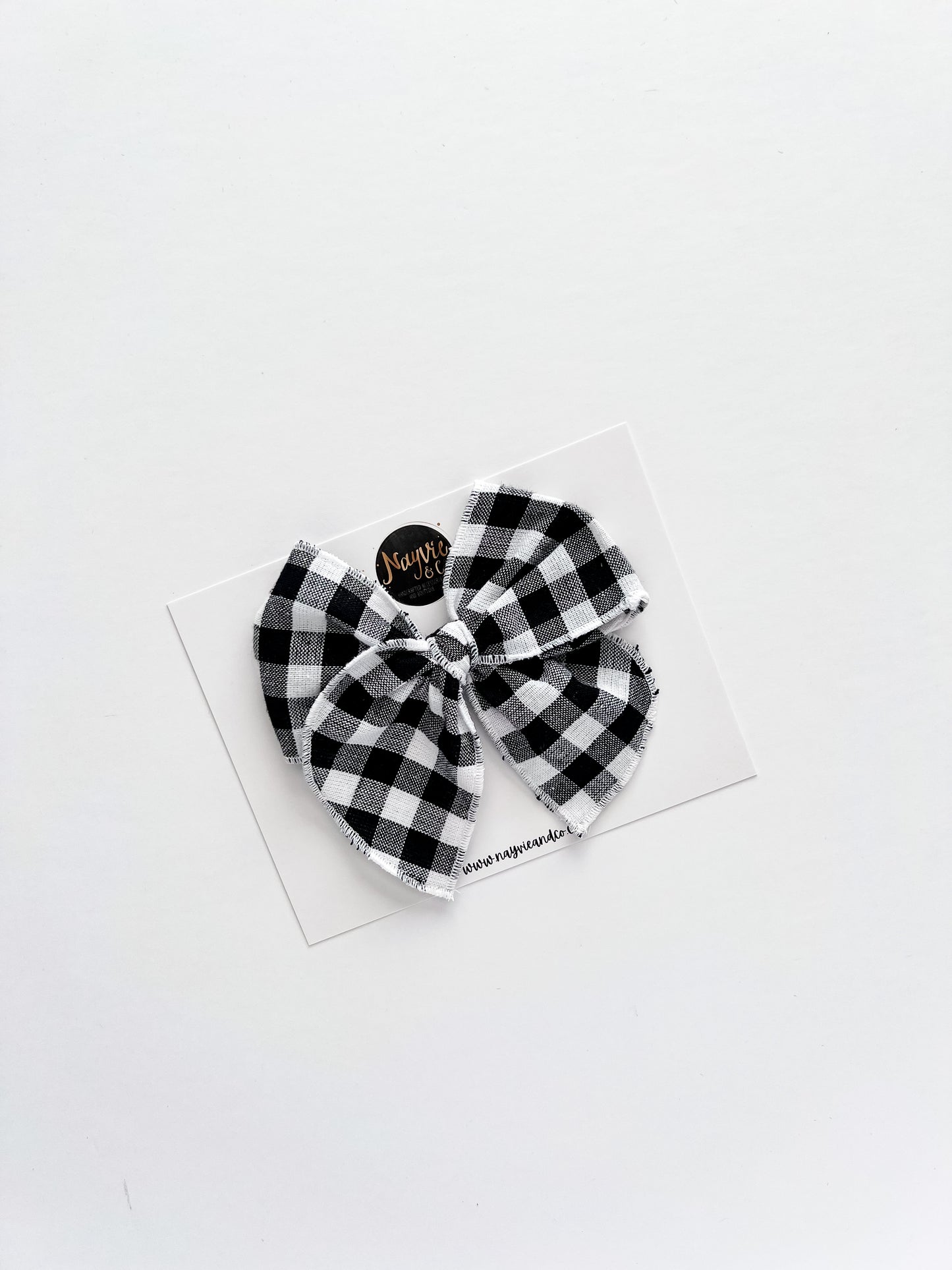White and Black Gingham Fable Bow