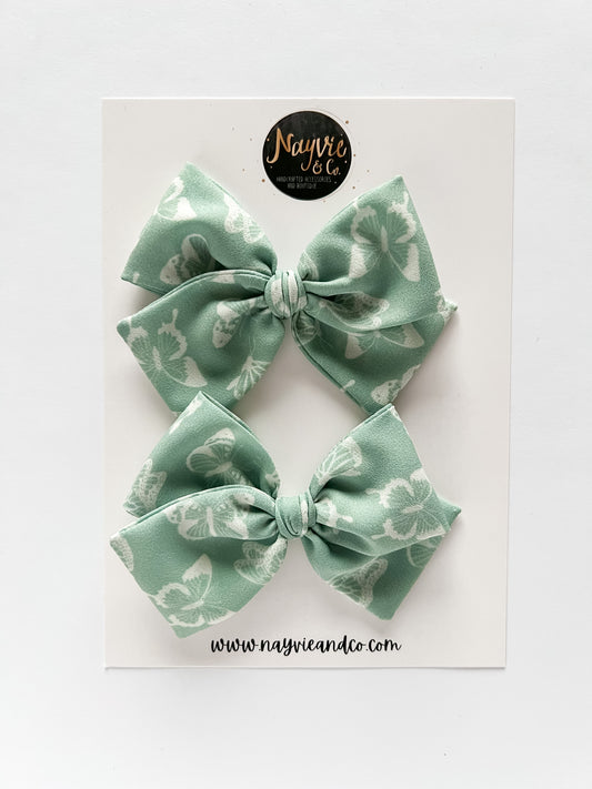 Butterflies on Sage Hand-tied Bow
