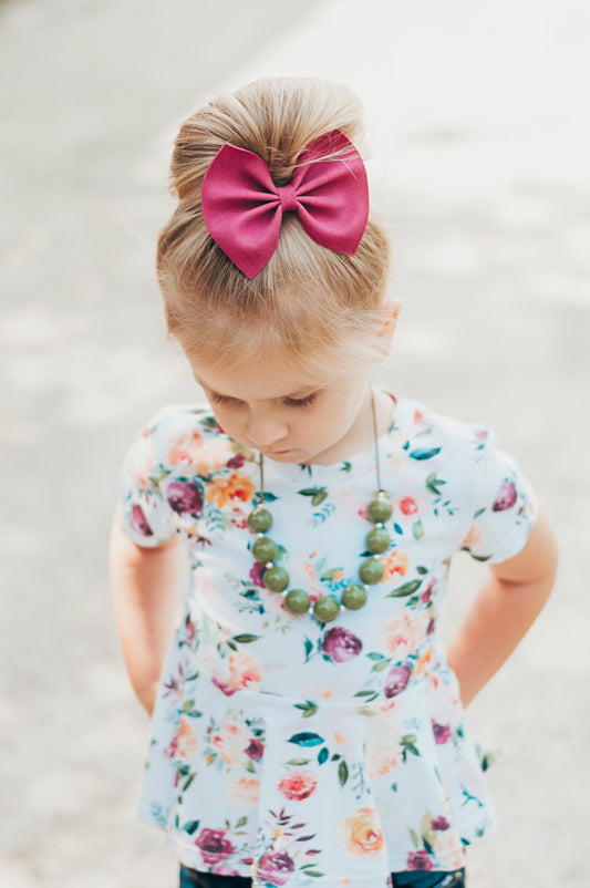 Berry Faux Suede Bow