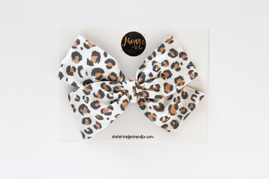 White Leopard Hand-tied Bow